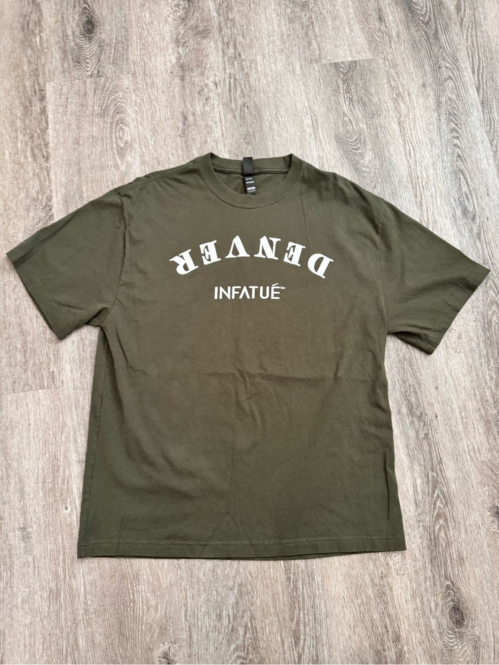 District Olive Green Short Sleeve Tee with White 'DENVER' Graphic